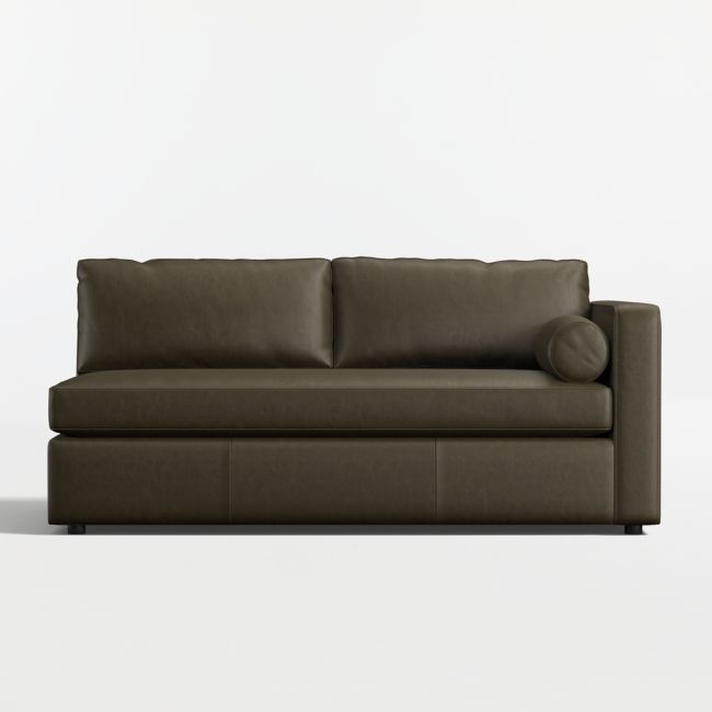 Aris Leather Right-Arm Bench Sofa Sectional Piece - Image 0