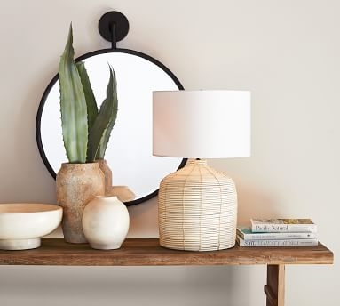 Cambria Seagrass Table Lamp with Small SS Gallery Shade, Small - Image 3