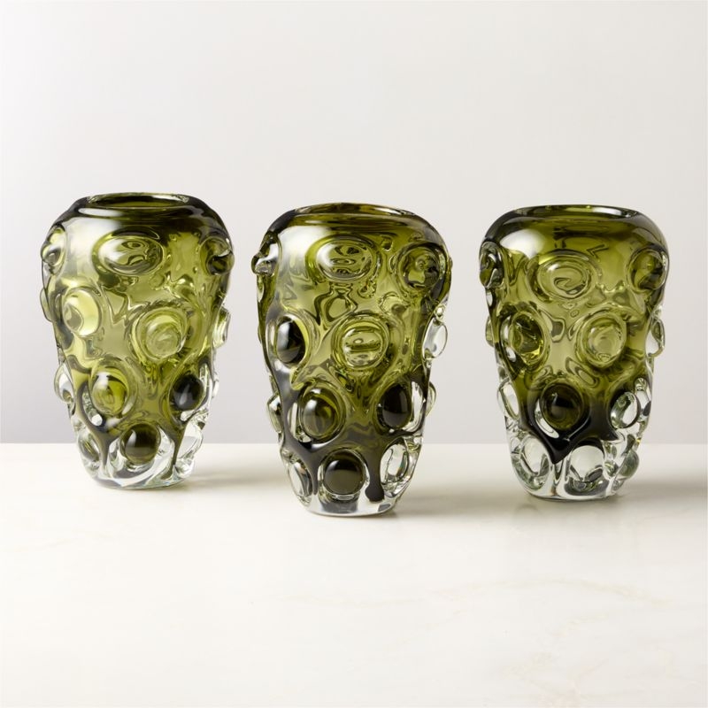 Clio Bubble Green Glass Vase - Image 3