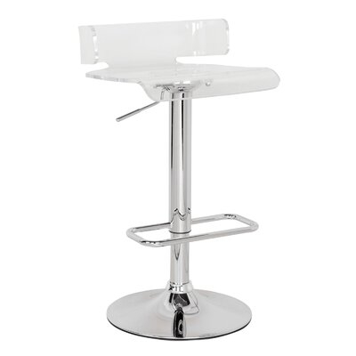 Rania Adjustable Stool (1Pc) In Clear & Chrome - Image 0