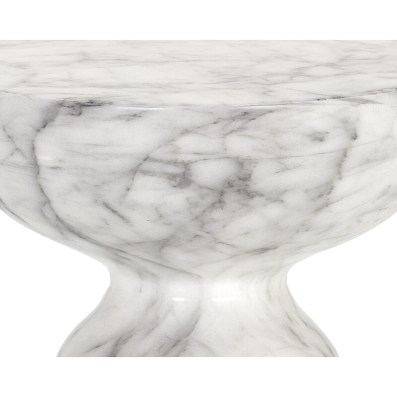 Kellaman Drum End Table, White Marble - Image 2