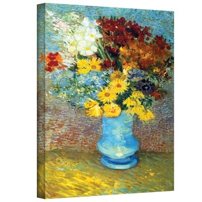 'Flowers in Blue Vase' by Vincent Van Gogh Painting Print on Canvas - Image 0
