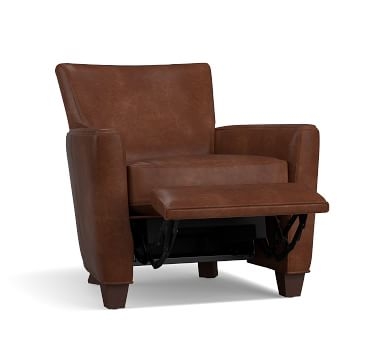Irving Square Arm Leather Recliner with Nailheads, Polyester Wrapped Cushions Churchfield Chocolate - Image 3