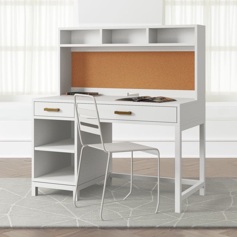 Parke White Wood 2-Drawer Kids Desk with Hutch - Image 3
