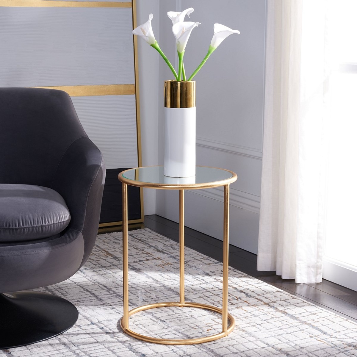 Shay Glass Top Accent Table - Gold - Arlo Home - Image 1