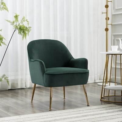 Modern Soft Velvet Material Ergonomics Accent Chair Living Room Chair Bedroom Chair Home Chair With Gold Legs And Adjustable Legs For Indoor Home,Green - Image 0