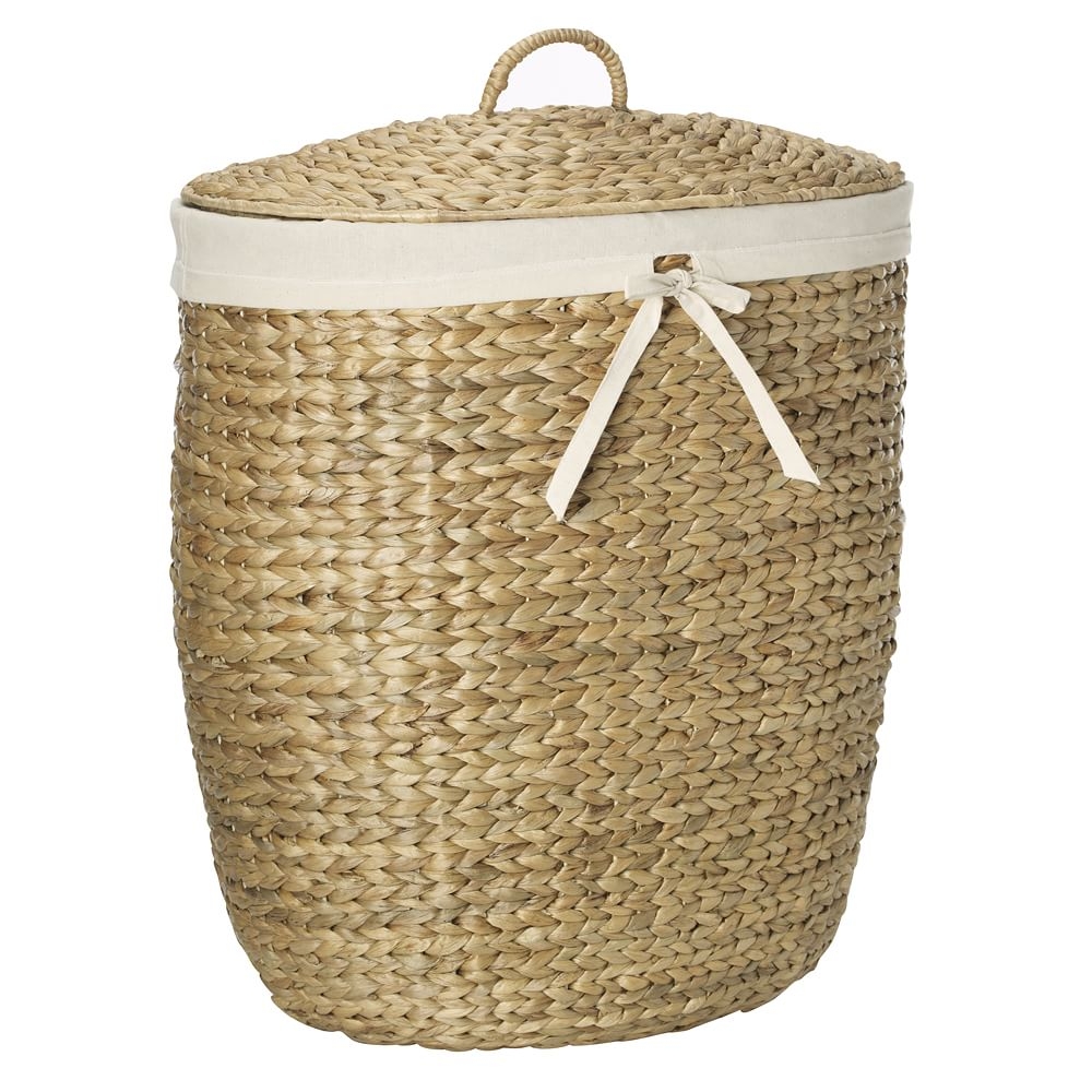 Curved Seagrass Basket, Hamper, Natural, Standard, 13"W x 20"D x 24"H - Image 0