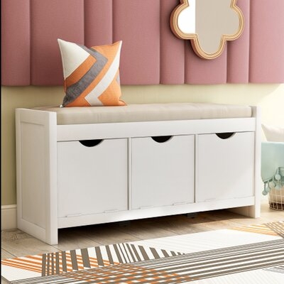 Storage Bench With Removale Cushion And 3 Flip Lock Storage Cubbies For Living Room, Entryway - Image 0