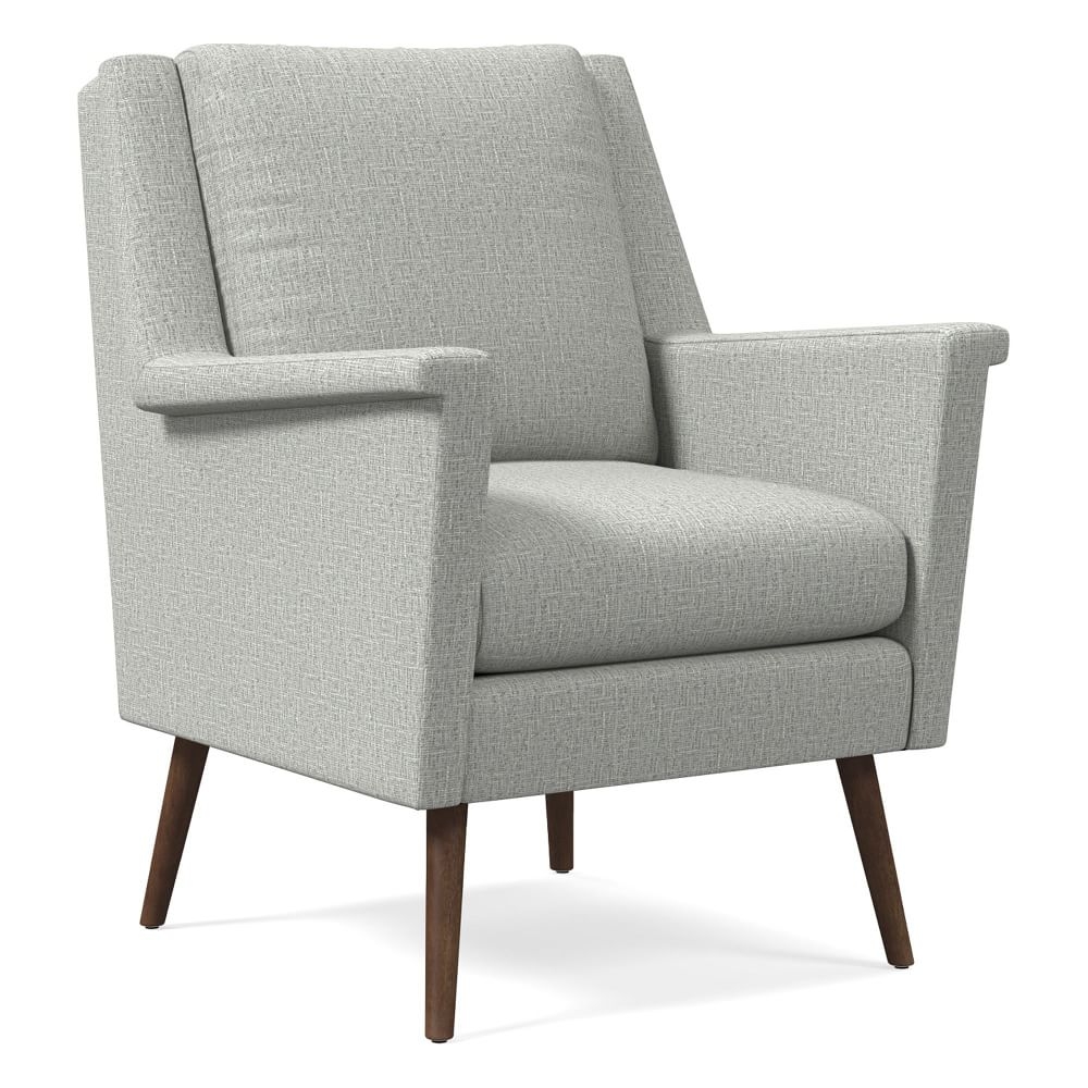Carlo Midcentury Chair, Poly, Deco Weave, Pearl Gray, Pecan - Image 0