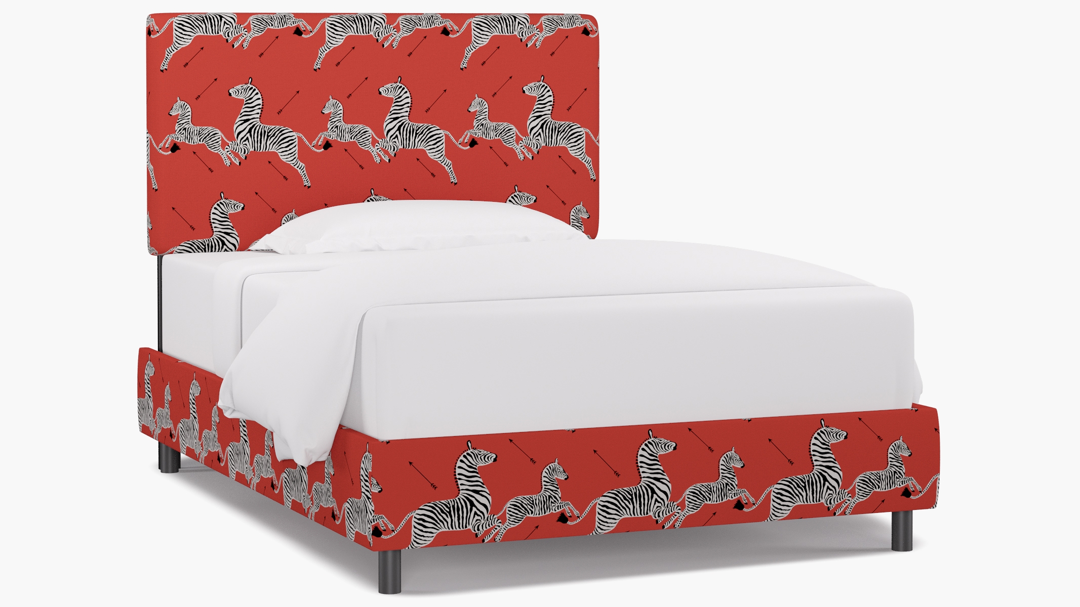 Square Back Bed, Coral Zebra, Full - Image 1