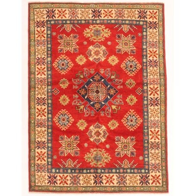 One-of-a-Kind Gulzada Hand-Knotted New Age 5'1" x 6'7" Wool Area Rug in Red - Image 0
