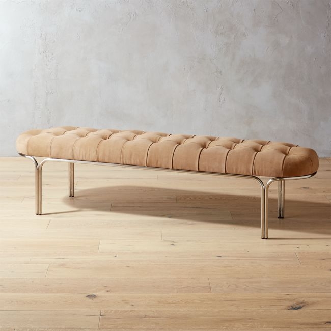 Luxey Tufted Suede Bench - Image 0
