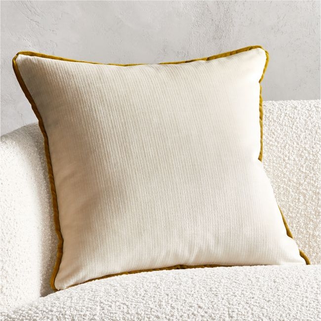 20" Gleam Ivory Pillow with Feather-Down Insert - Image 0