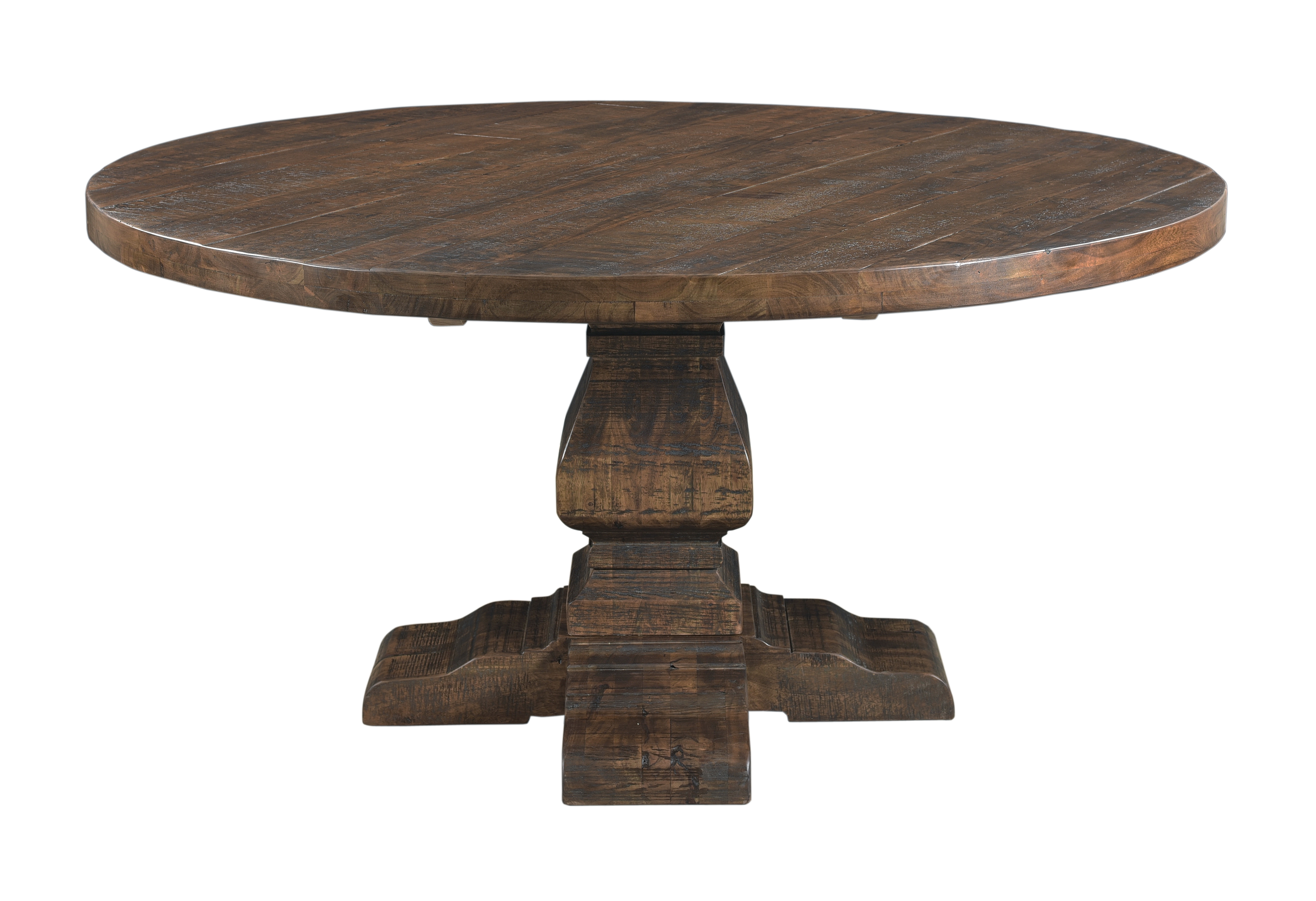 Iver Round Dining Table, Distressed Brown - Image 1