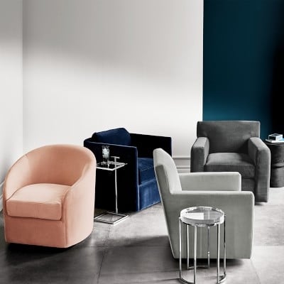 Montclair Swivel Chair, Standard, Performance Slub Weave, Light Gray - Image 2