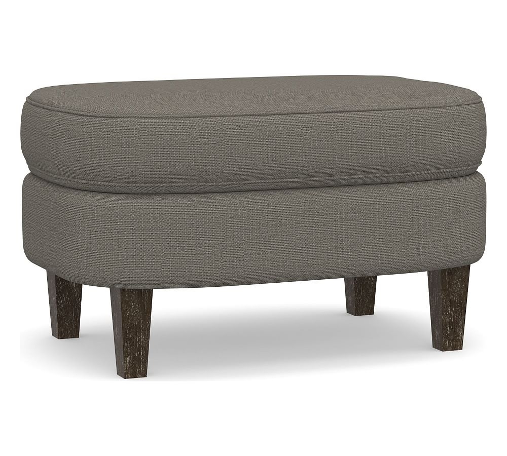 Cardiff Upholstered Ottoman, Polyester Wrapped Cushions, Chunky Basketweave Metal - Image 0