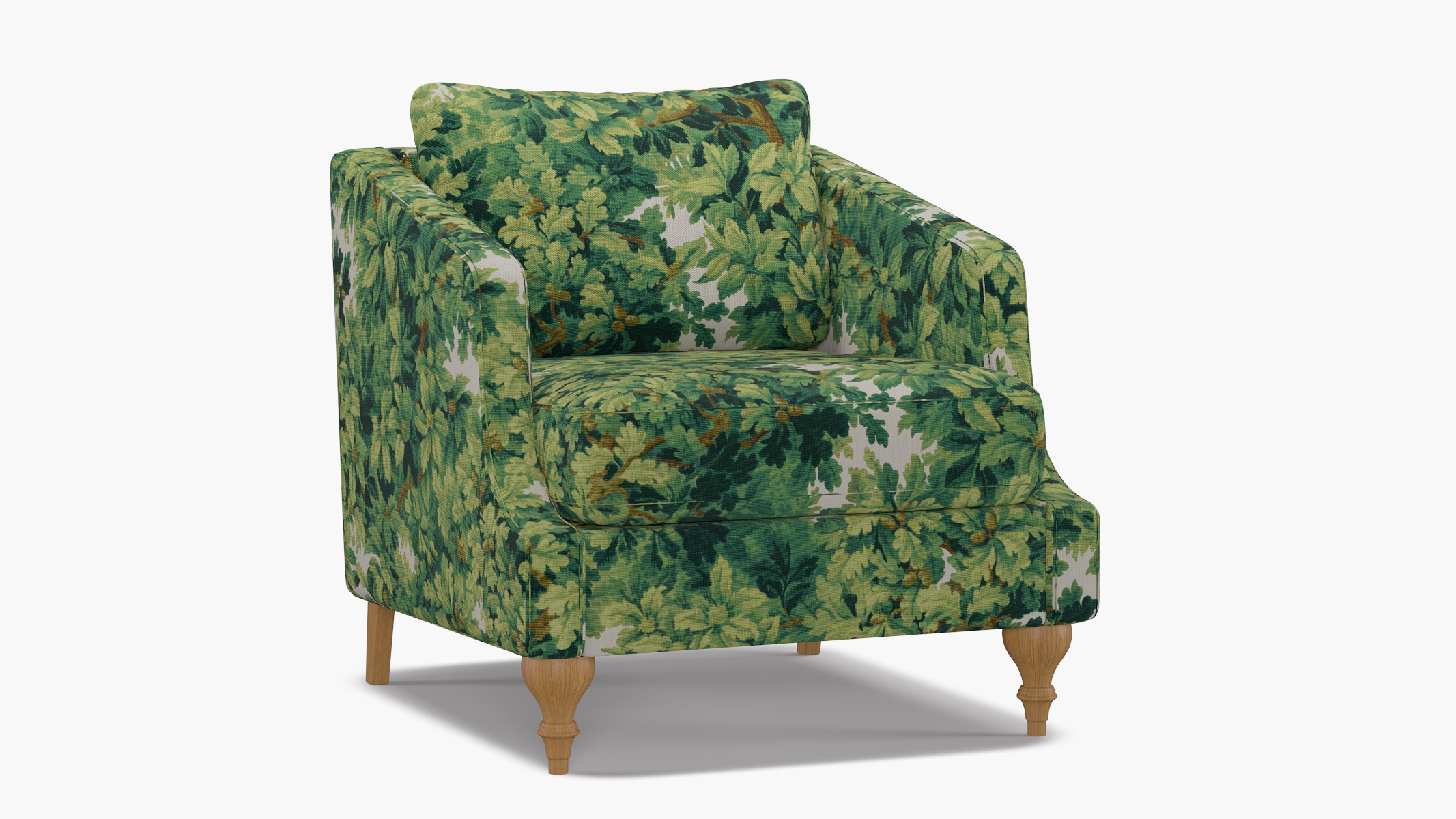 Slope Arm Chair, Verdure Bois De Chene, Natural Turned Wood Leg - Image 1