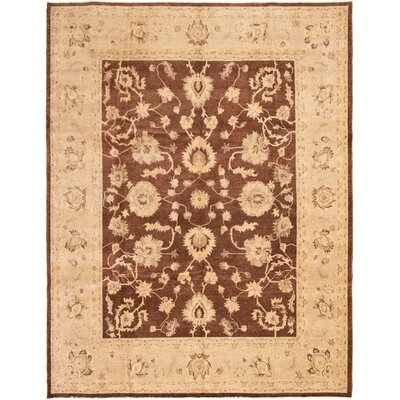One-of-a-Kind Naved Hand-Knotted 2010s Chobi Beige/Dark Brown 9'2" x 11'10" Wool Area Rug - Image 0
