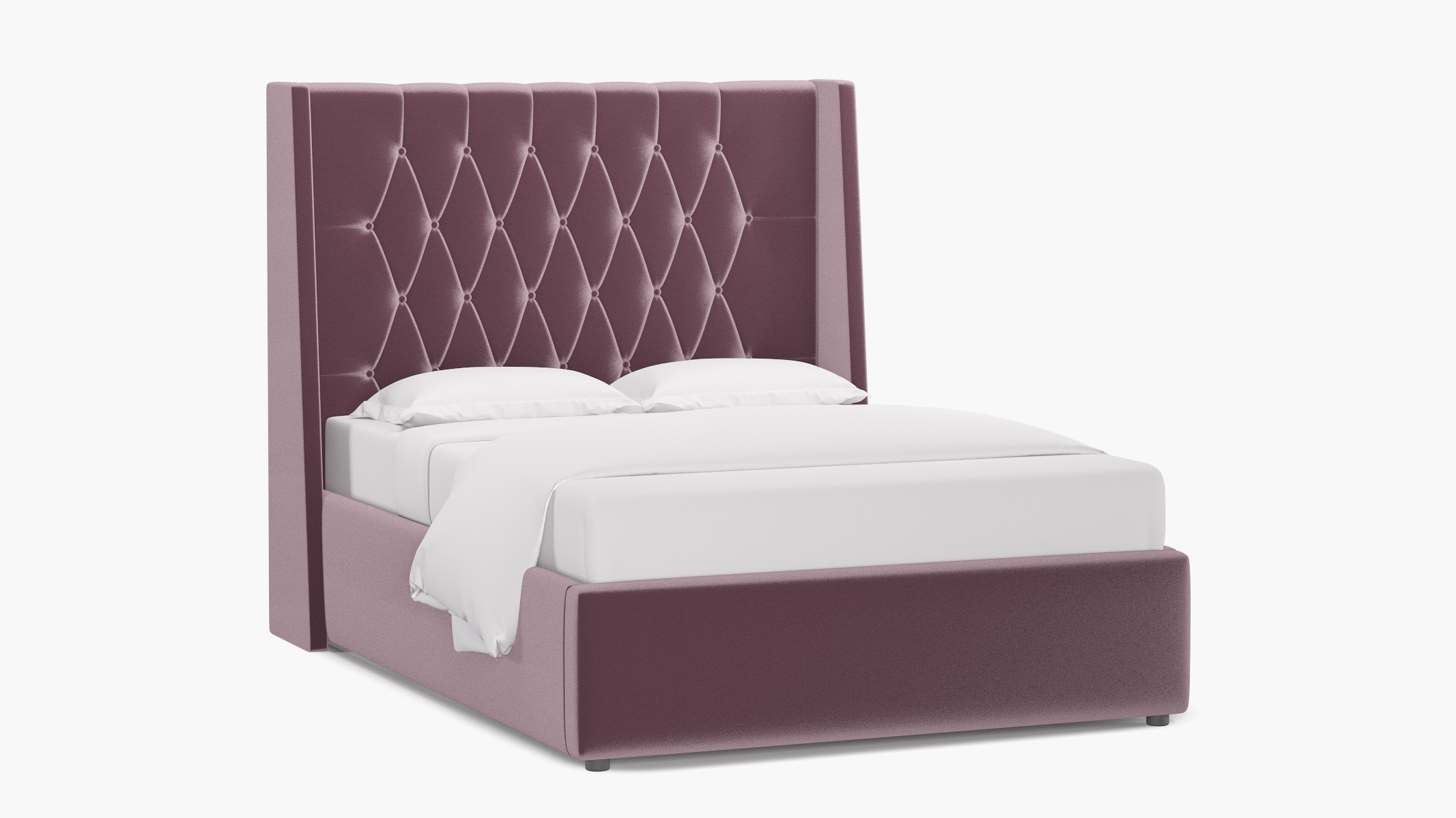 Tufted Wingback Bed, Lavender Performance Plush Velvet, Full - Image 1