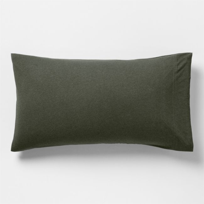 Cozysoft Organic Cotton Jersey Ficus Green King Bed Pillow Sham - Image 0