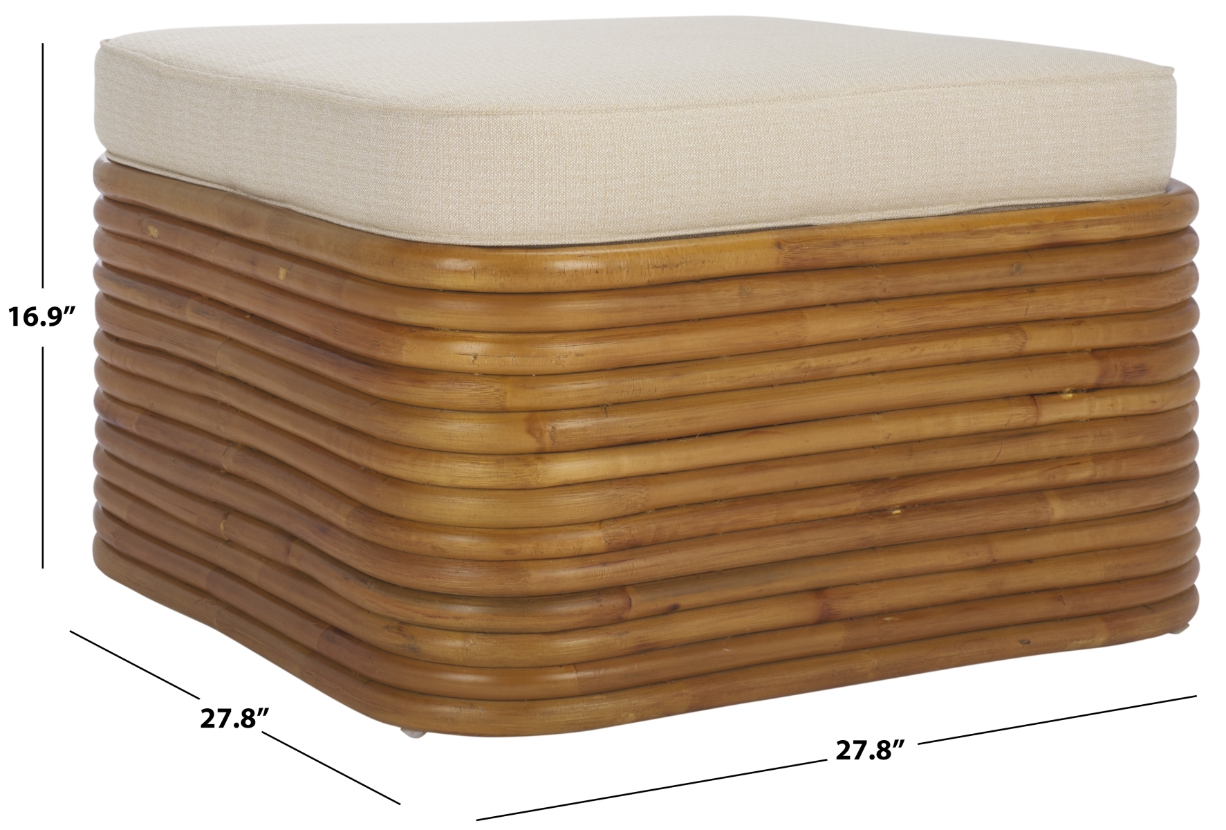 Flanders Rattan Pole Ottoman - Natural / White - Image 5