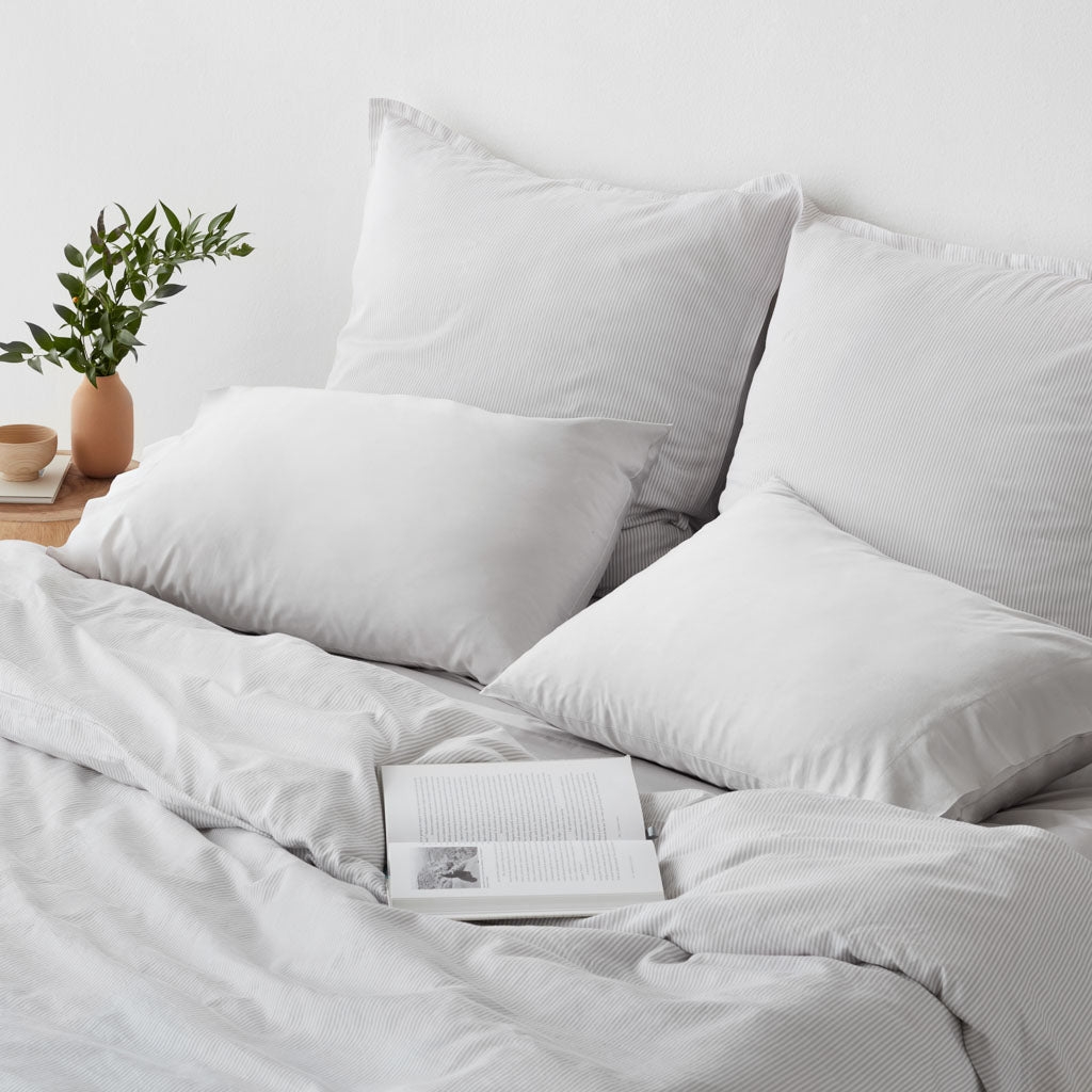 The Citizenry Organic Resort Cotton Duvet Cover | Full/Queen | Solid Light Grey - Image 8
