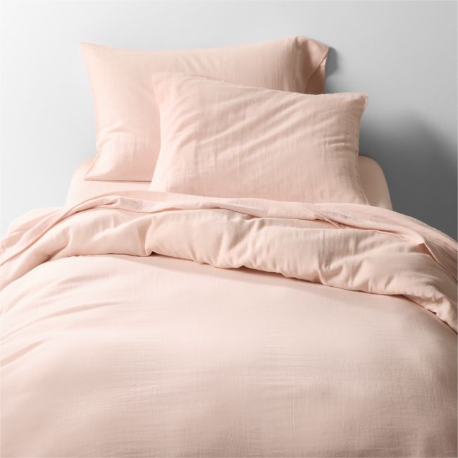 Supersoft Gauze Organic Cotton Pale Pink Twin XL Duvet Cover - Image 0