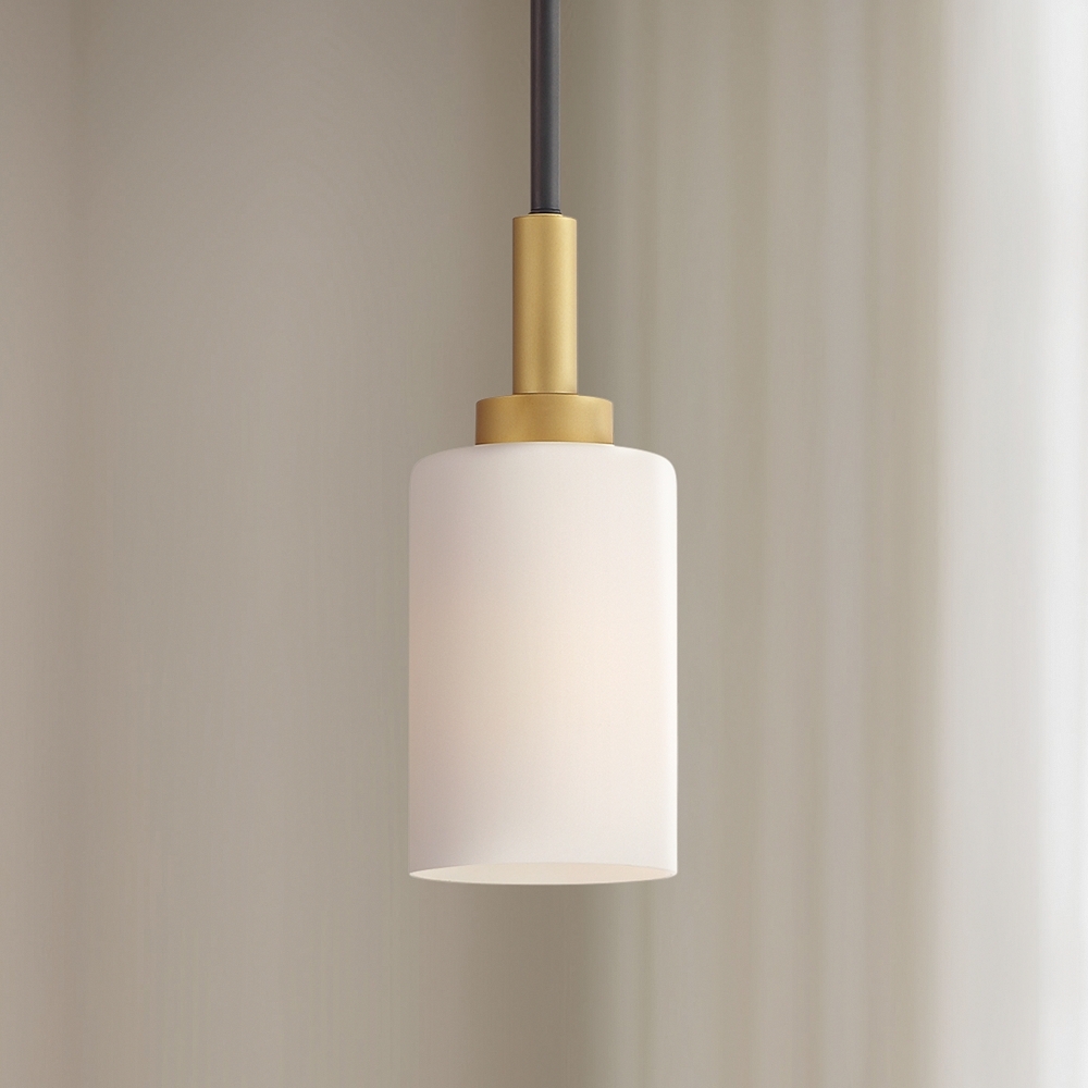 Possini Euro Prue 5 1/4" Wide Black and Gold Mini Pendant - Image 0