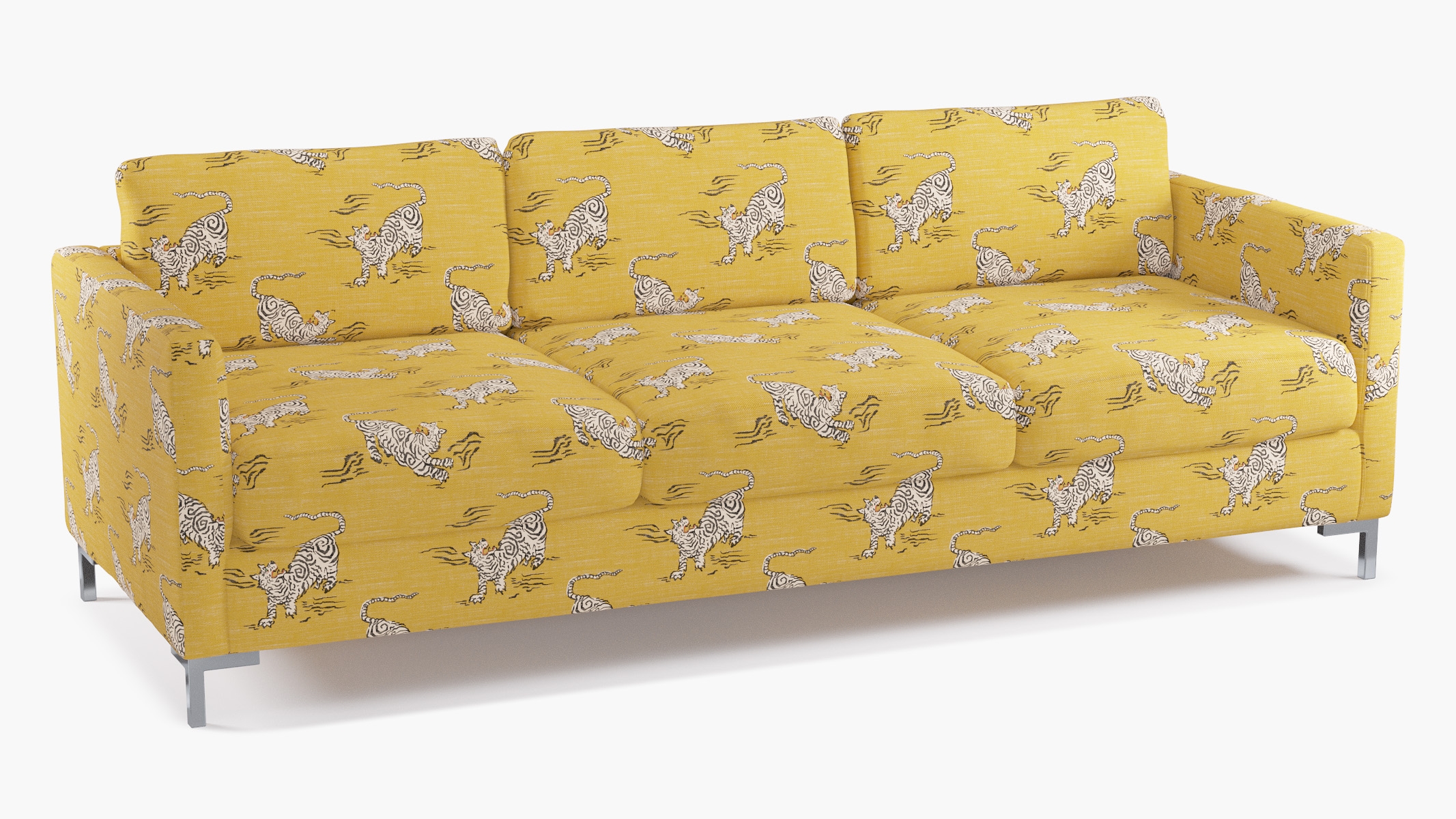 Modern Sofa, Dijon Tigresse, Chrome L Leg - Image 1