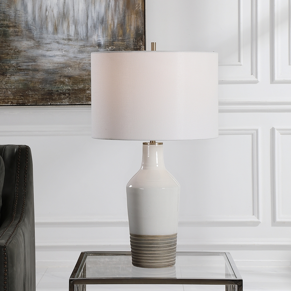 Uttermost Dakota White Crackle Glaze Ceramic Table Lamp - Style # 87N19 - Image 0