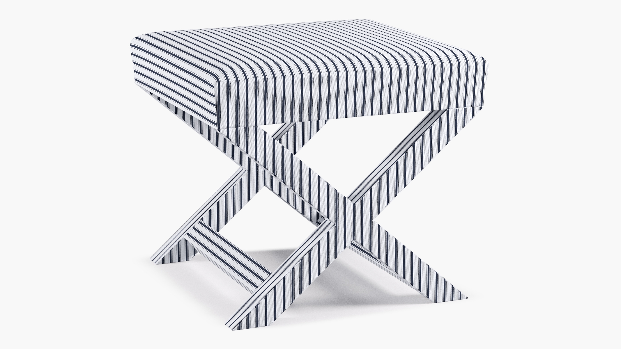 X Bench, Navy Classic Ticking Stripe - Image 1