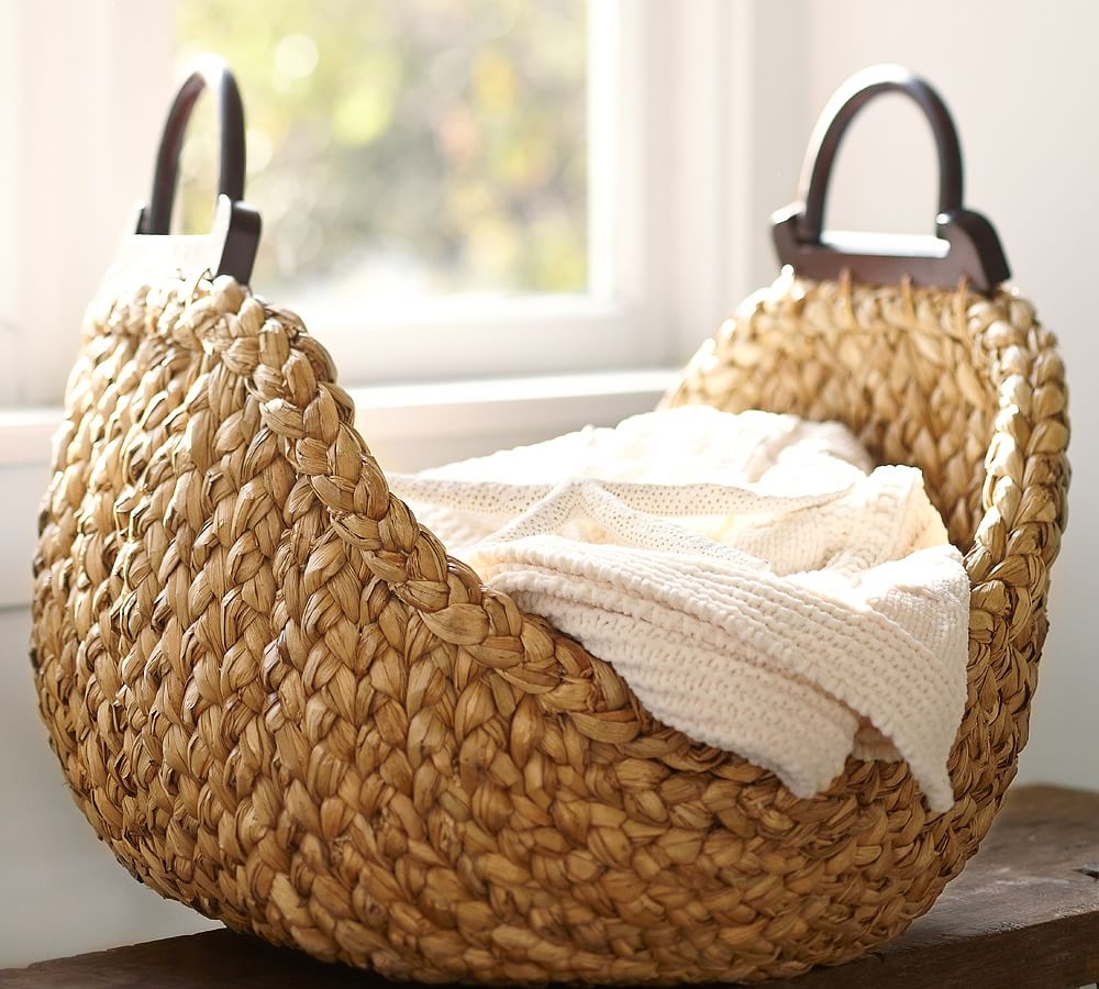 Beachcomber Basket Natural, Wood Handled Basket - Image 0