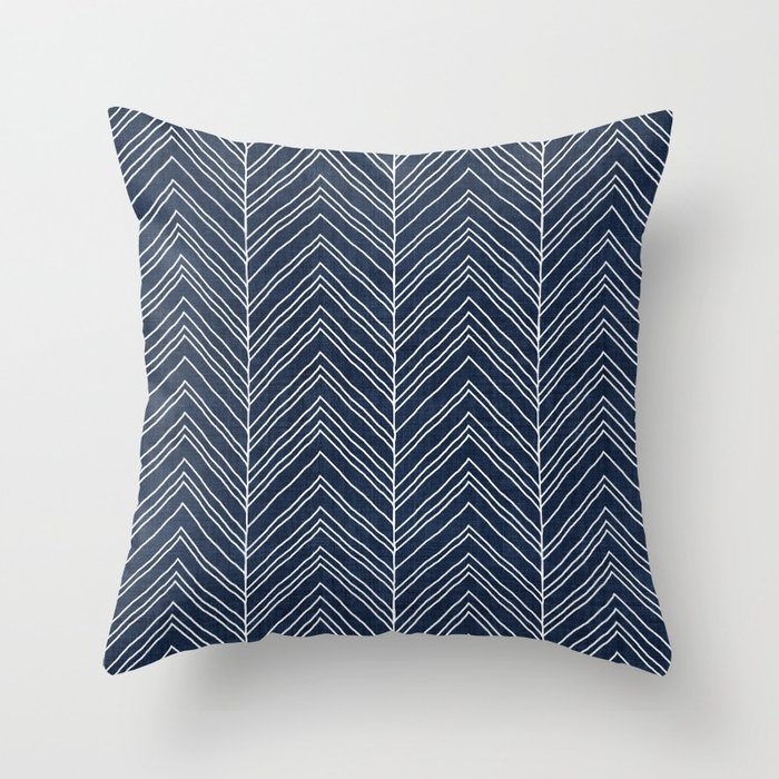 Strand In Navy Throw Pillow by House Of Haha - Cover (24" x 24") With Pillow Insert - Indoor Pillow - Image 0