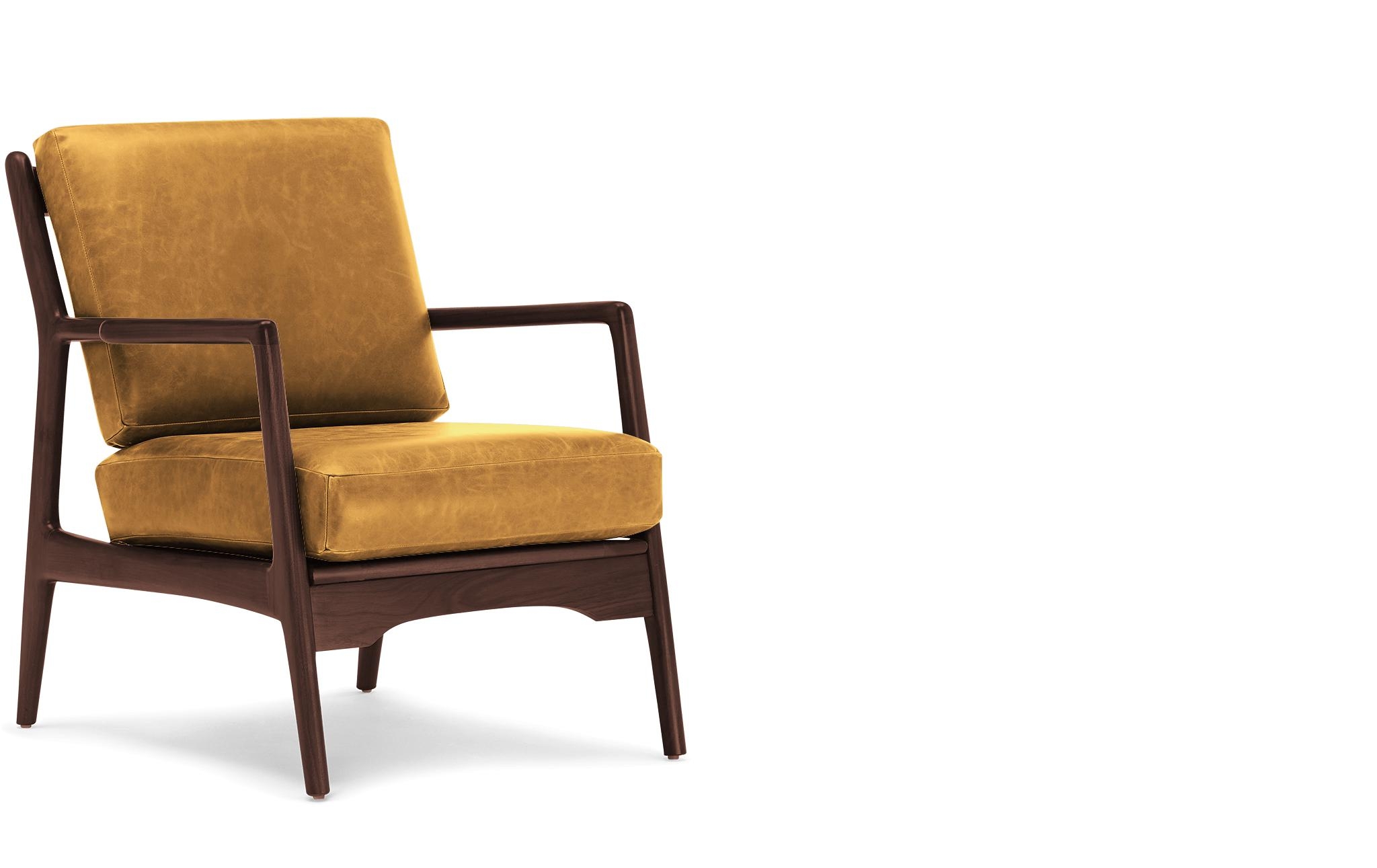 Brown Collins Mid Century Modern Leather Chair - Colonade Sycamore - Walnut - Image 1