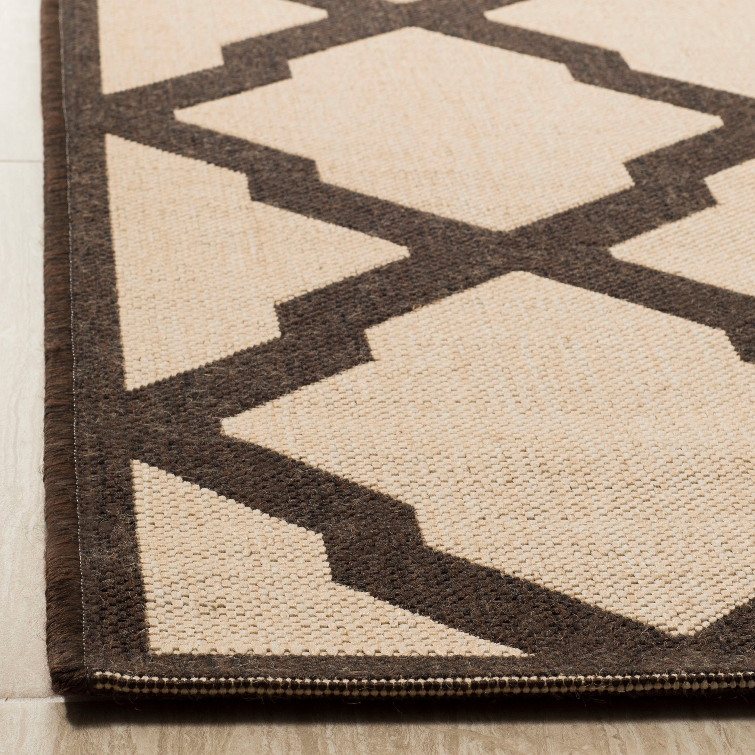 Arlo Home Indoor/Outdoor Woven Area Rug, LND122B, Natural/Brown,  8' X 10' - Image 1