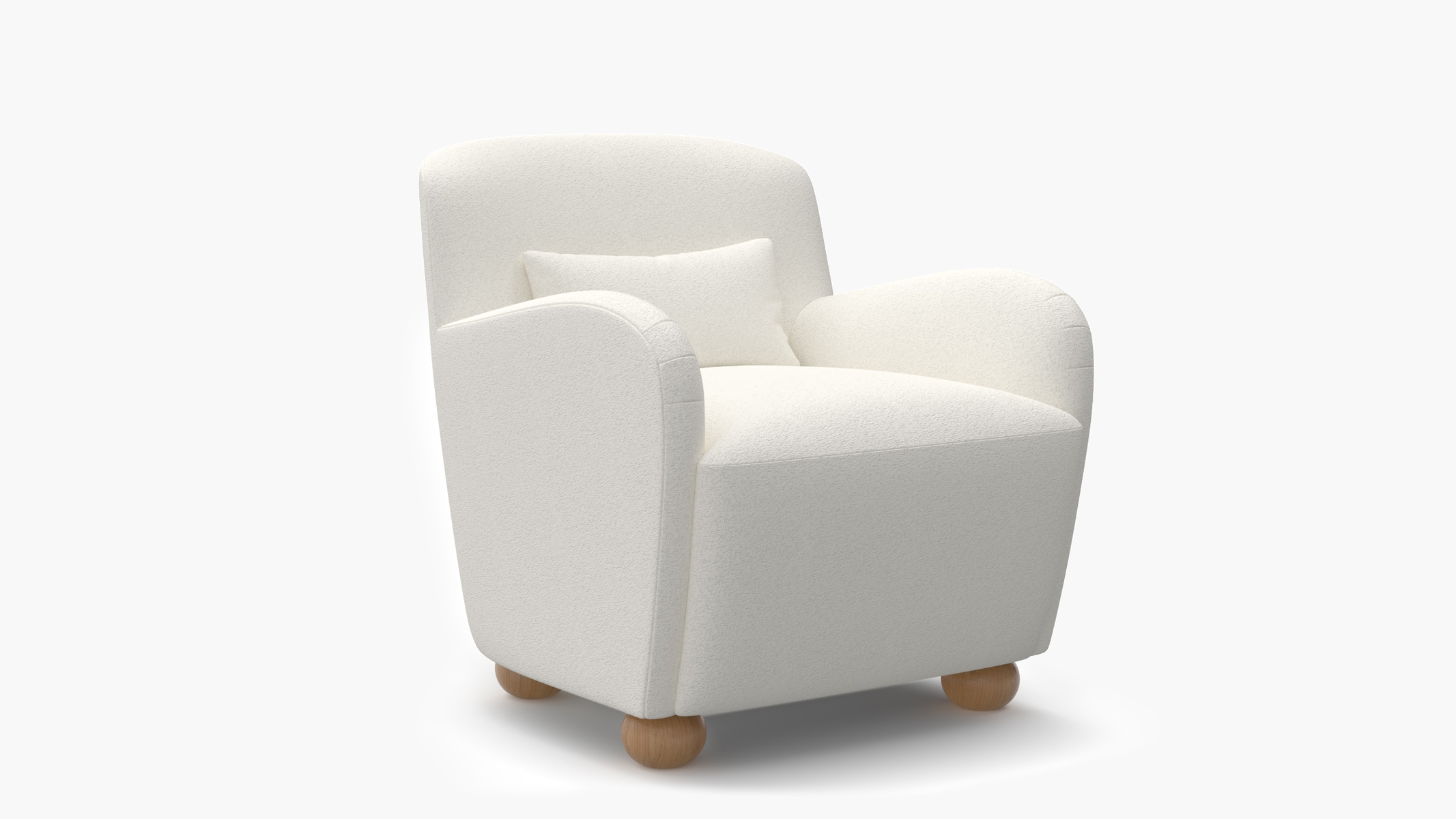 Club Chair, Snow Boucle, Natural Bun Foot - Image 1