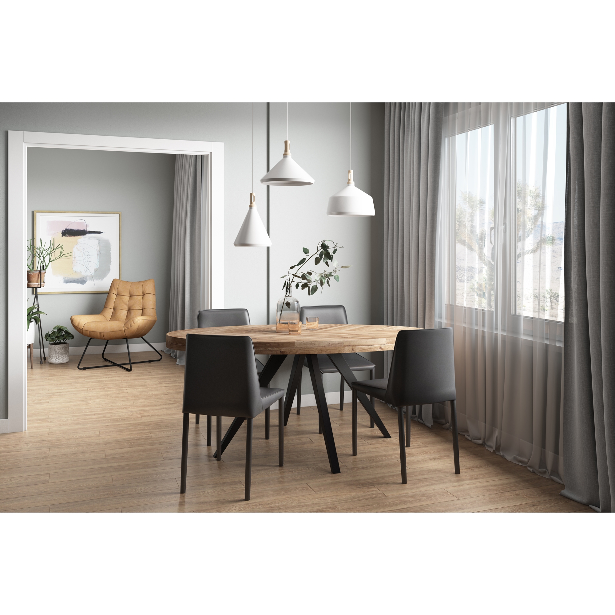 Nora Dining Chair Black Vegan Leather - Set Of Two - Image 5