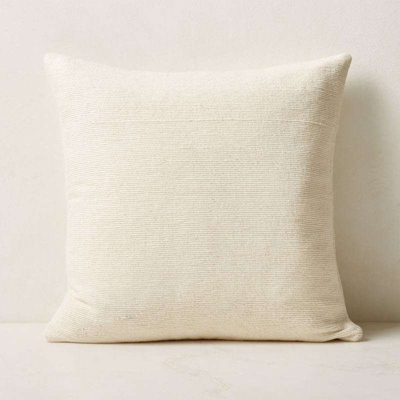 Seca Ivory Silk Throw Pillow with Down-Alternative Insert 20'' - Image 1