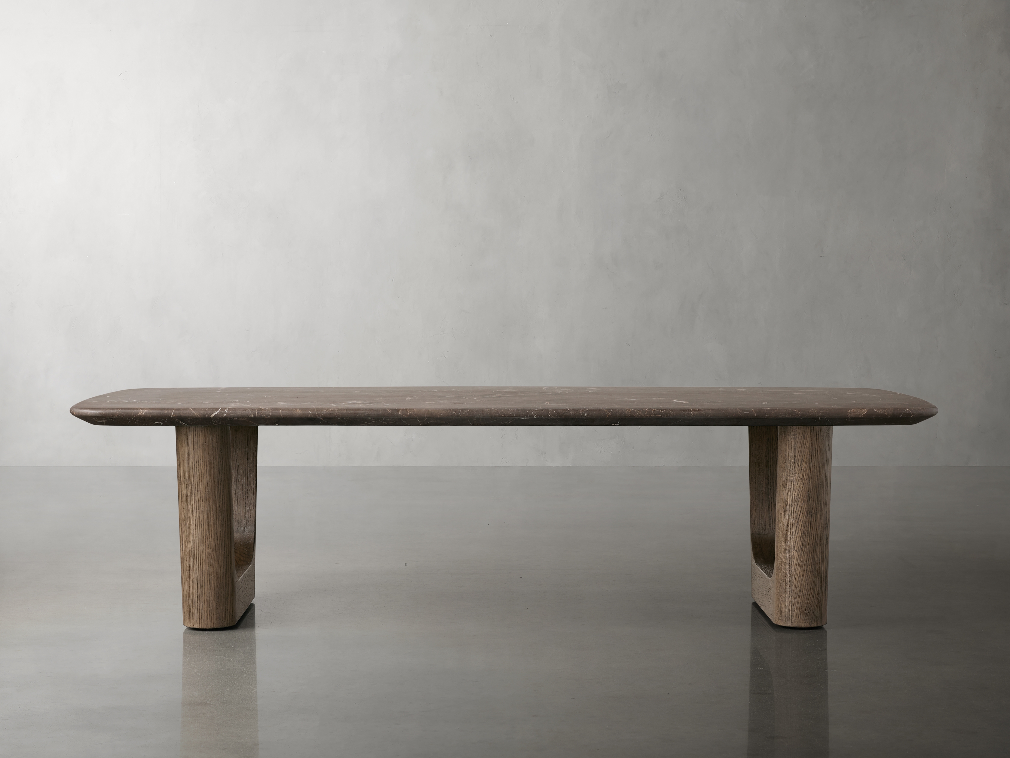 Saint Germain Coffee Table with Rennes Base Stone in Brown  Espresso/Chestnut 64" - Image 0