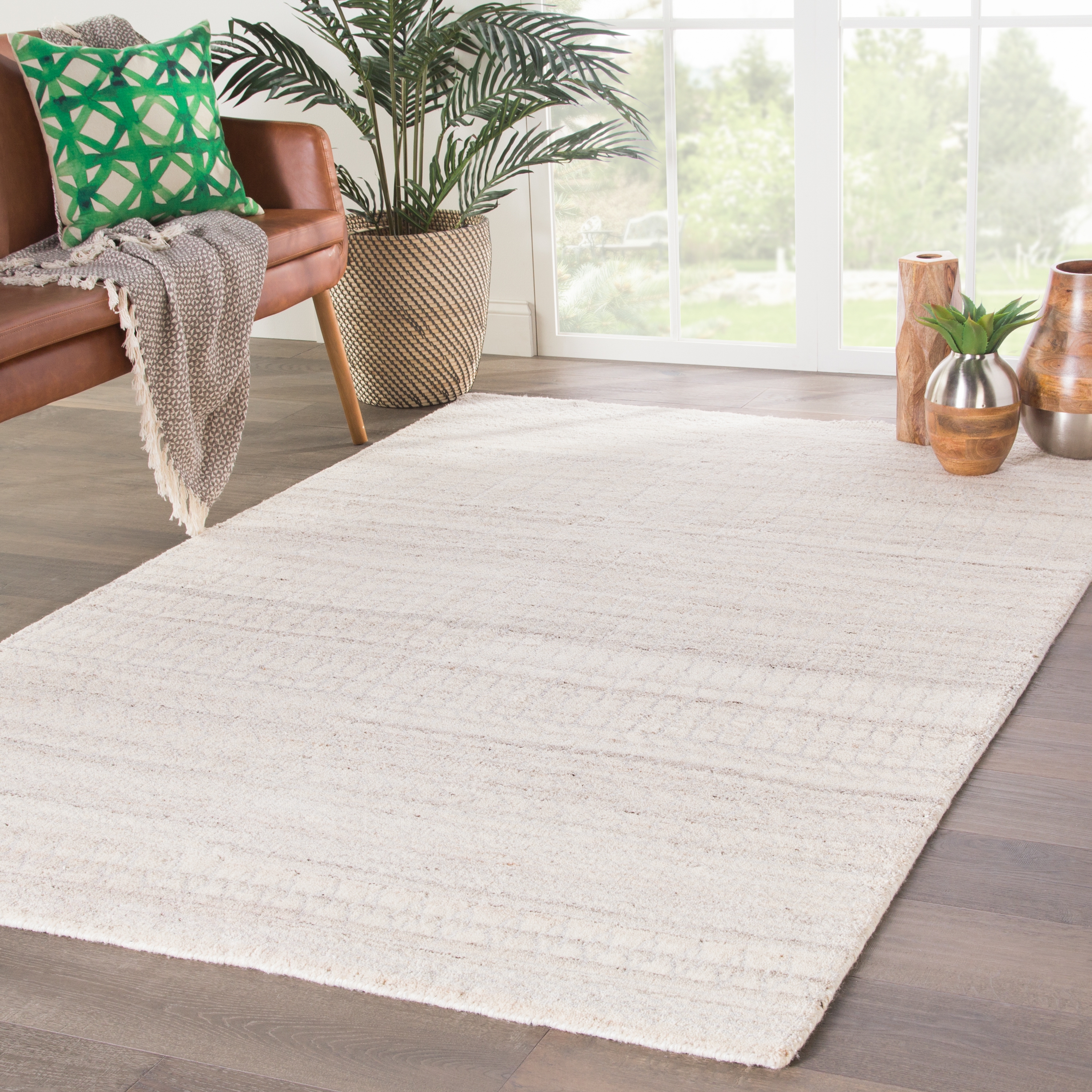 Hermitage Hand-Knotted Trellis Ivory/ Silver Area Rug (8'6"X11'6") - Image 4