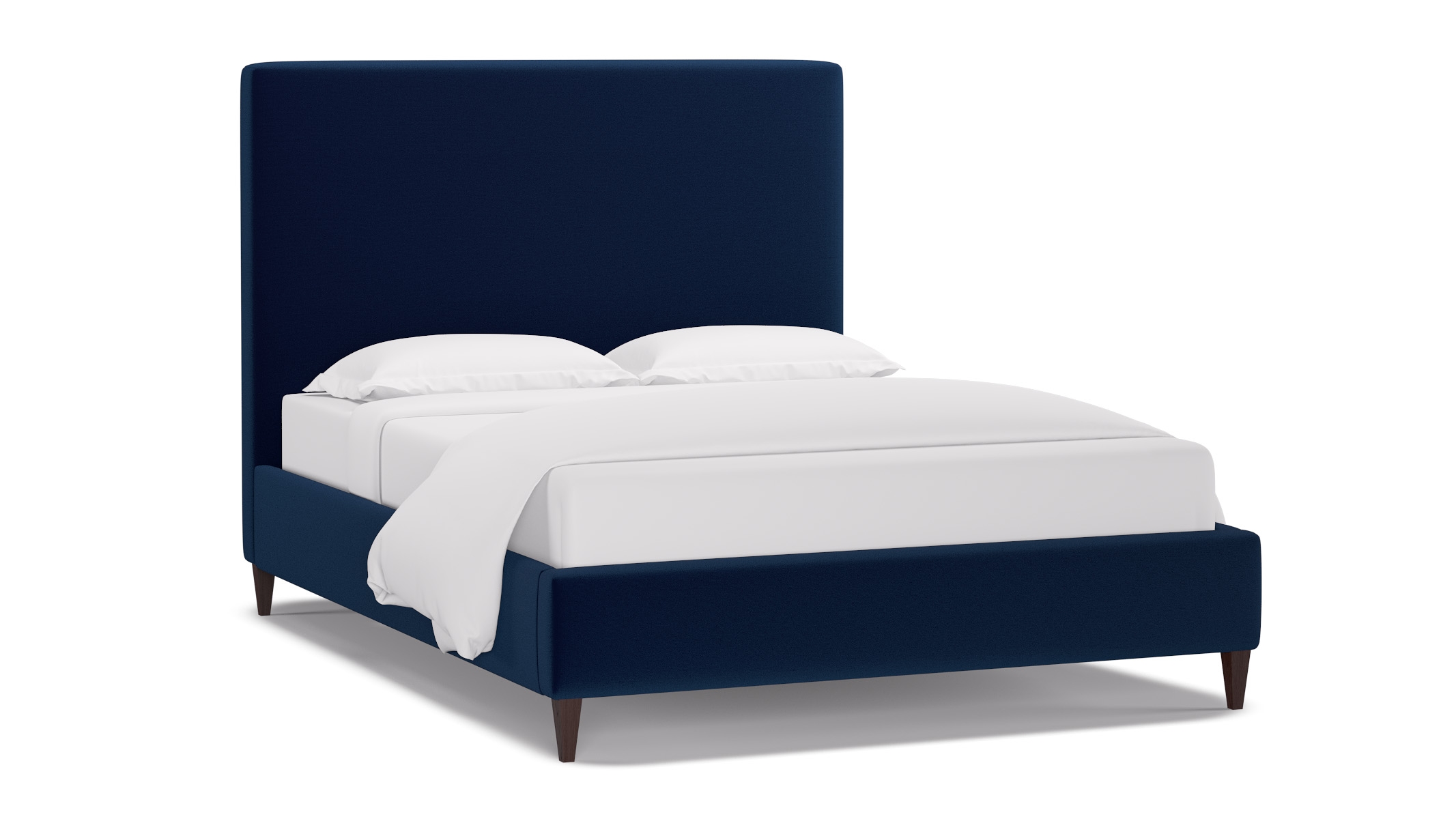 Classic Bed, Navy Performance Velvet, Espresso Square Tapered Leg, Twin - Image 1