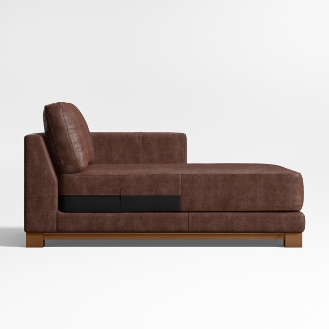 Gather Wood Base Leather Right-Arm Chaise Lounge - Image 0