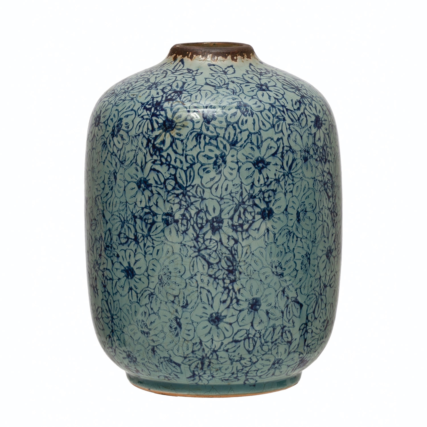Terra-cotta Vase with Floral Pattern - Image 0