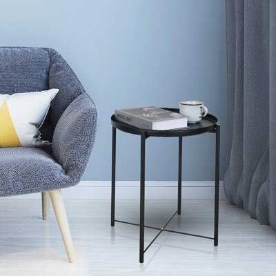 Metal End Table Side Table Accent Table With Round Tray - Image 0