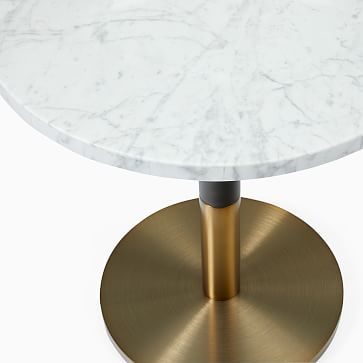 White Marble Round Bistro Table, 24", Orbit Dining, Brass - Image 2