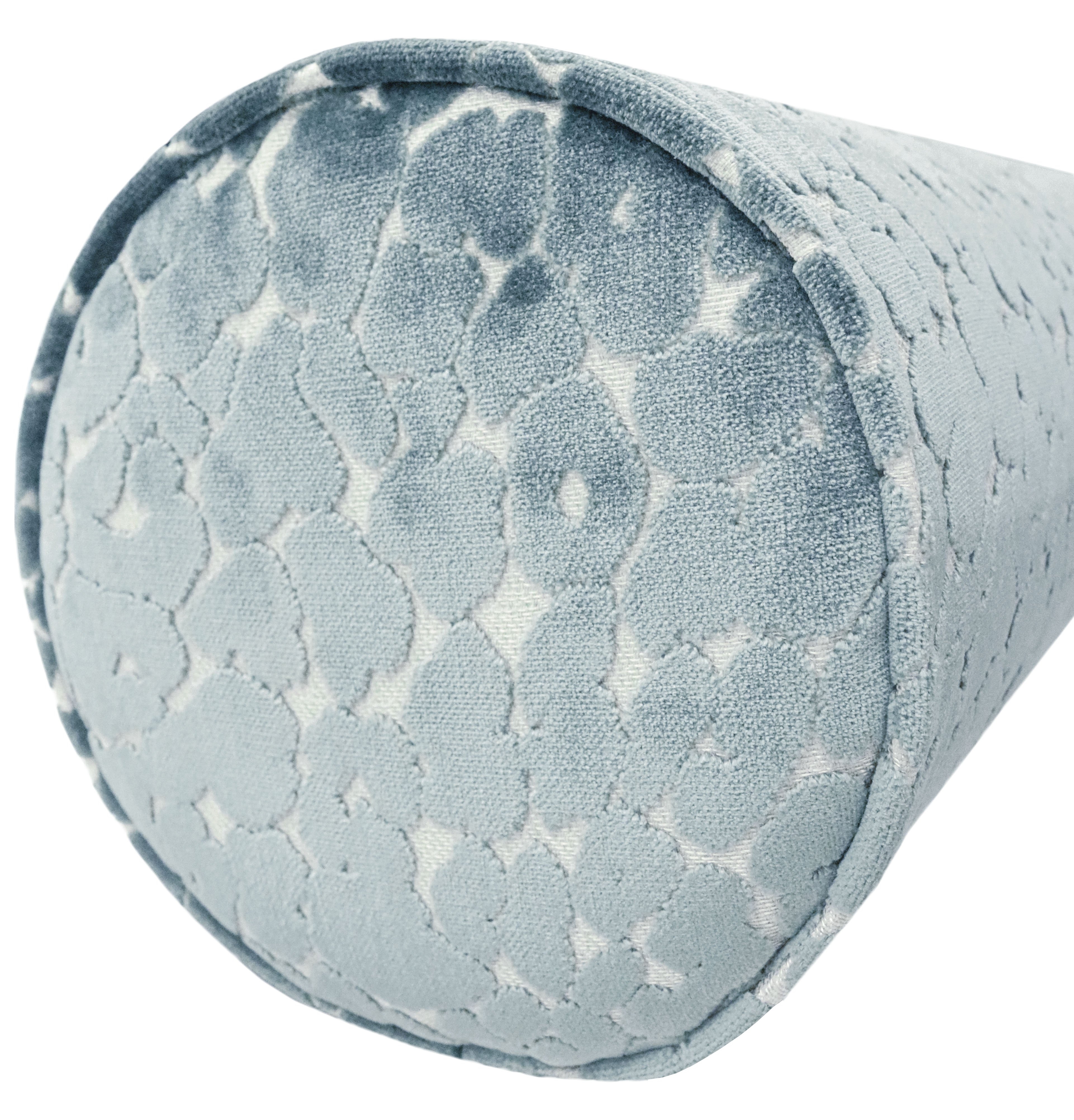 THE BOLSTER :: LEOPARD CUT VELVET // CERULEAN BLUE - TWIN XL // 9" X 30" - Image 2