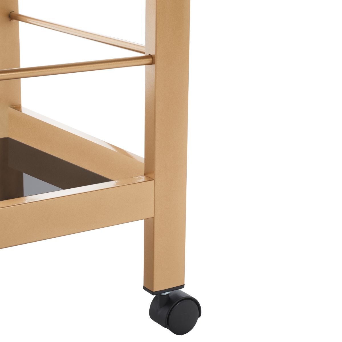 Gaelle 2 Tier Bar Cart W Handl - Matte Gold / Black - Safavieh - Image 3