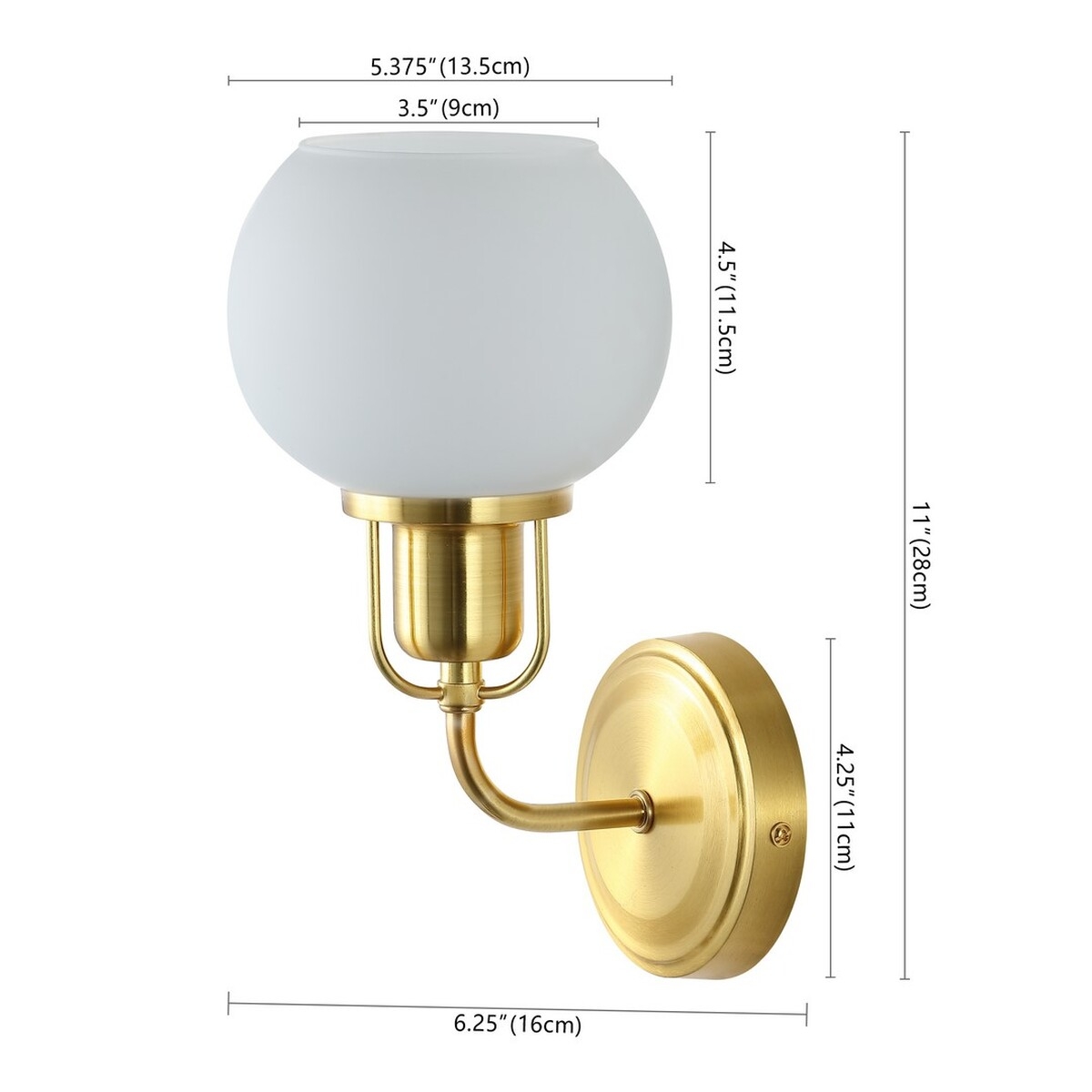 Huron 6.25" Wall Sconce - Brass / White - Safavieh - Image 3