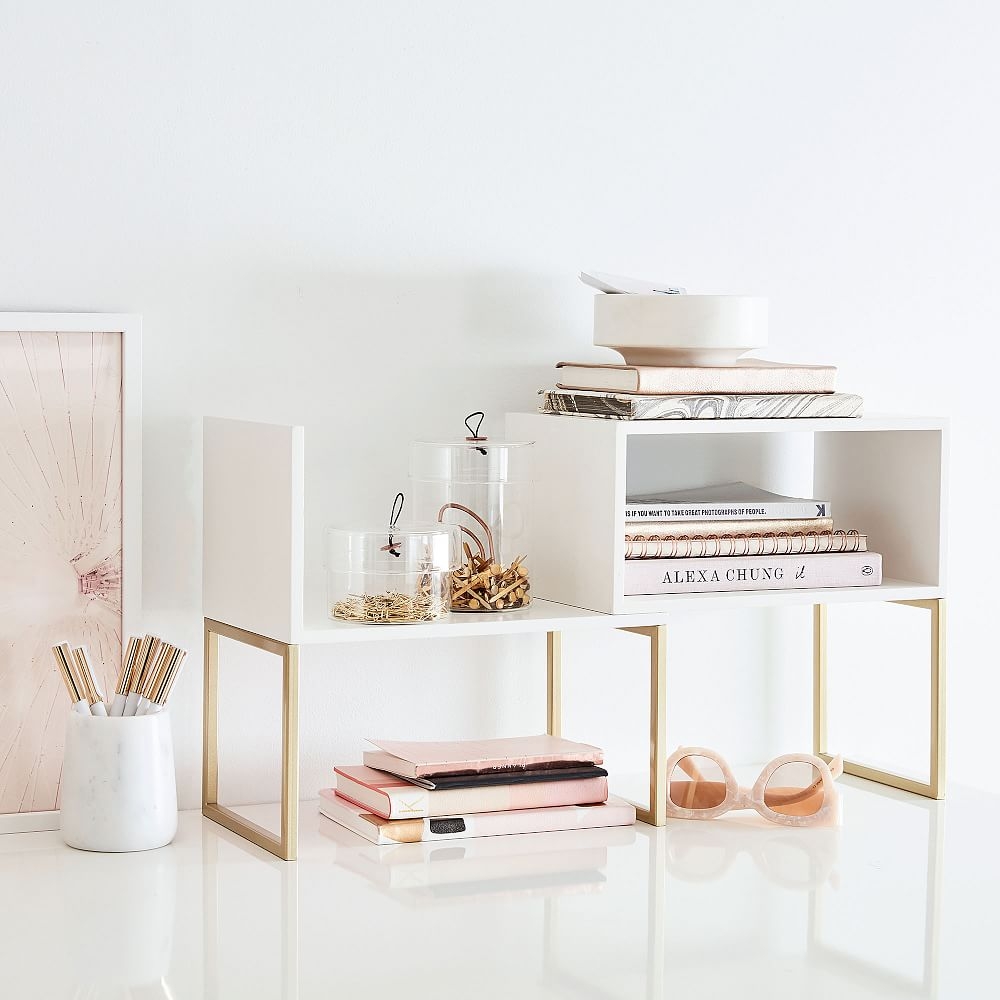 Glam Desk Shelves, White/Gold - Image 0