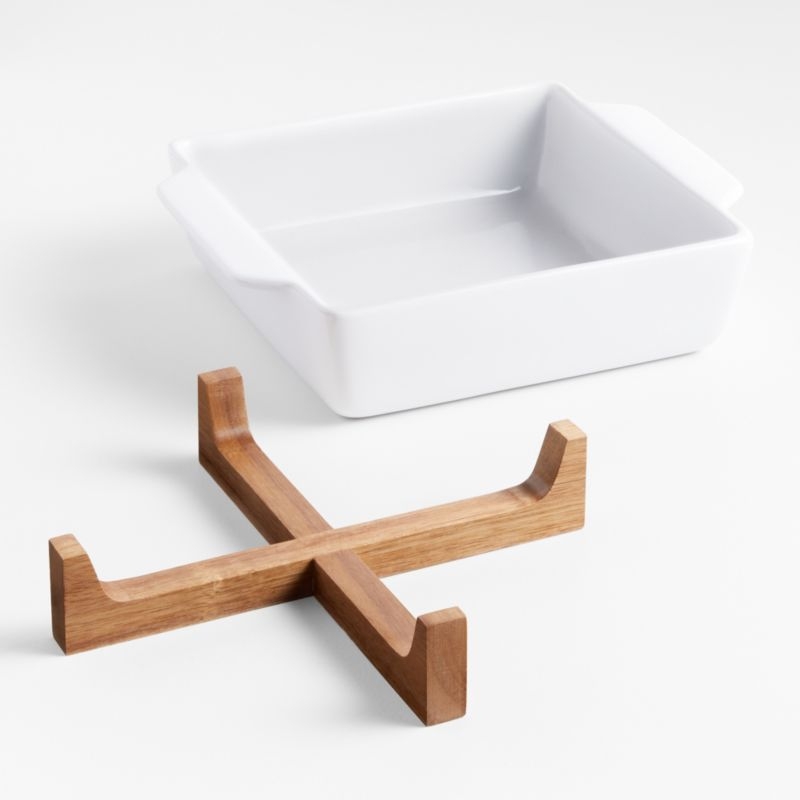 Oven-to-Table Square Baking Dish with Wood Stand - Image 2